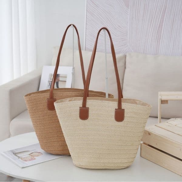 Women's One Shoulder Crossbody Straw Bag Woven Bag Beach Bag New Women's Tote Bag Large Capacity Bag