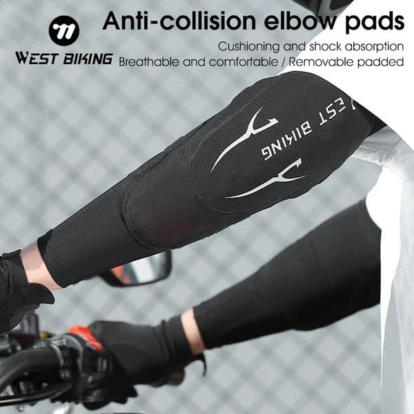 WEST BIKING Sport Protection Elbow Support Motorcycle Skateboard UV Cycling NonSlip Arm Sleeves Removable Pads 260206