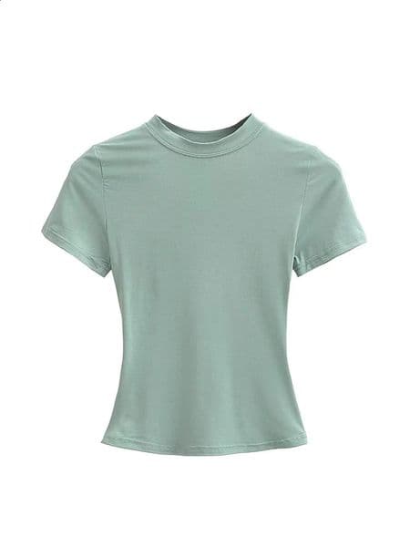 2025 High Quality Casual T shirt Sexy Slim Short Sleeves Fashion Trend Solid Women Clothing y2k Tops260127BJ