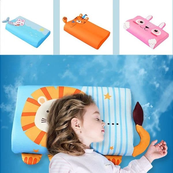 Baby Pillows Toddler Summer Foam Bed Breathable Slow Rebound Cartoon Neck Nursing Pillow Travel Cushion Bedding 260207