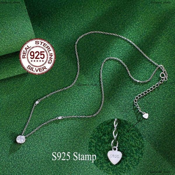 Elegant Classic 925 Sterling Silver Round Cut Inlaid VVS Moissanite Necklace Girl's Gift Daily Wear Jewelry