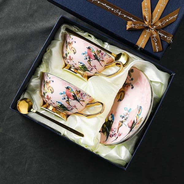 European coffee cup set bone china saucer household ceramics British light y afternoon tea high value teacup 260122