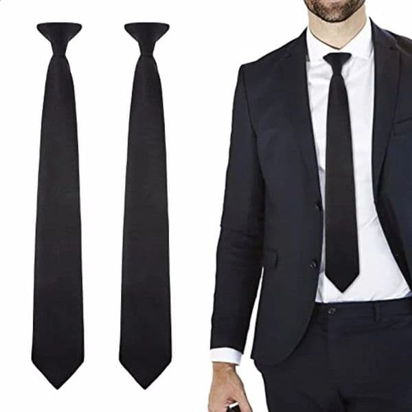 2PCS Men Suit Tie Father Gift Adjustable Doorman Uniform Wedding Engagement Necktie Funeral Casual Graduation Party Accessory 260208