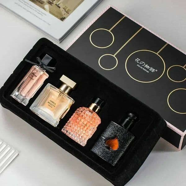 Womens Perfume Set of 4 Elegant Floral and Woody Long Lasting Fragrances Total 105g Perfect Gift for Daily Use or Travel XJ260210