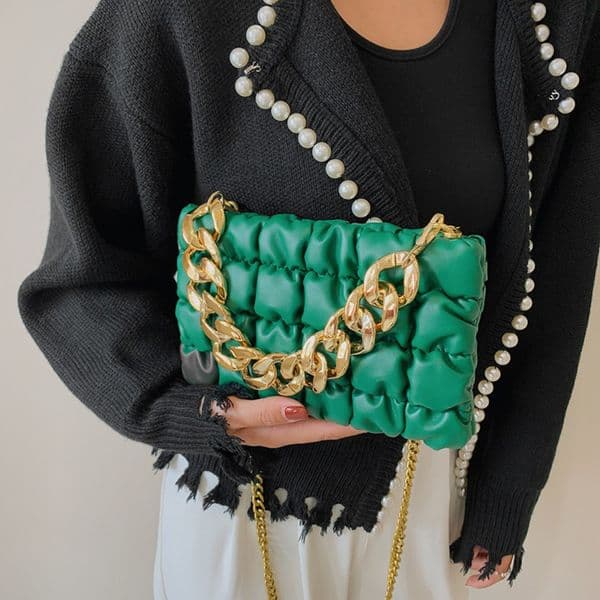 Chic & Trendy Lightweight Women's Tote Bags Featuring Unique Pleats & Colorful Chains