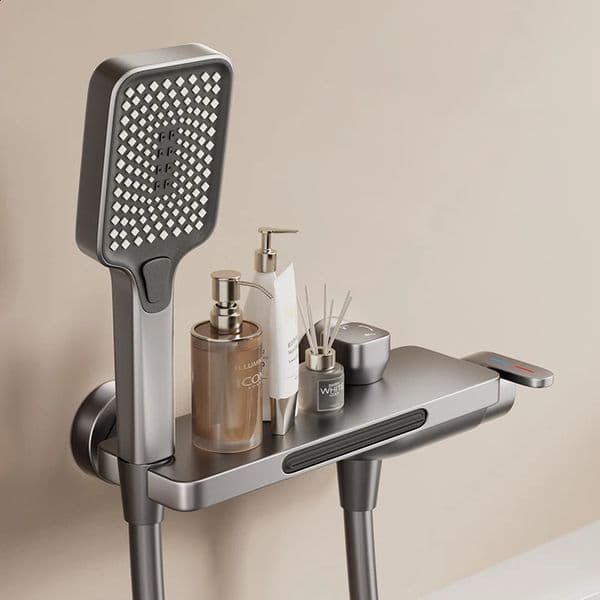 Bathroom Waterfall Bathtub Faucet With Handheld Shower Head Wall Mounted and Cold Mixer Tap Set Single Handle 260122