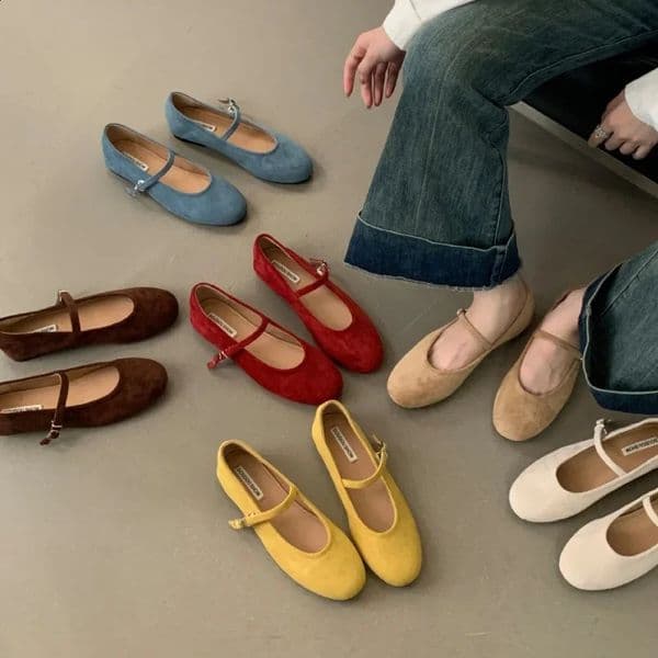 Flat Bottom Retro Little Red Mary Jane Ballet Shoes Fairy Shoes Summer Style Korean Version round Toe PU Womens Footwear 260209
