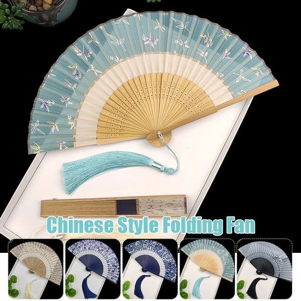 Vintage Chinese Style Silk Tassels Folding Fan Japanese Art Craft Gift Home Decor Ornaments Wedding Party Hanfu Dance Hand Fans 260208