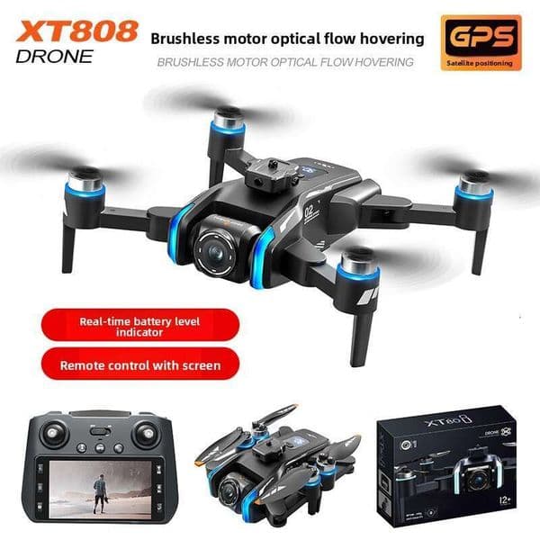 XT808 Drone With Remote Control, Screen, Brushless Motor, High-Definition Aerial Photography, GPS Intelligent Positioning, Remote-Controlled Kuhangxin