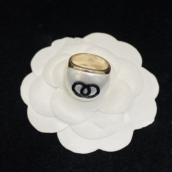 Classic Black Letter RPearl Round Band Rings Fashion Fine Finger RLuxury 18k Gold Plated Rfor Womens WeddJewelry Gifts Material Copper Size6 7 8 T260528