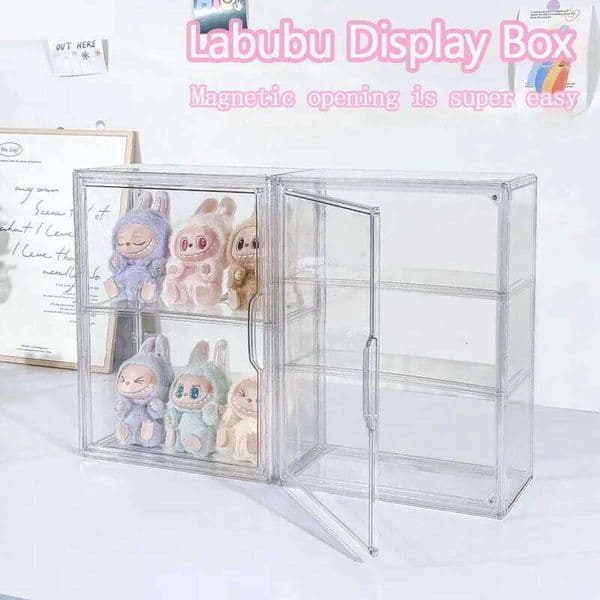 New Labubu Storage Transparent Acrylic Boxes Dustproof Doll Figure Blind Box Organizer Cabinet Display Stand 26Y0211