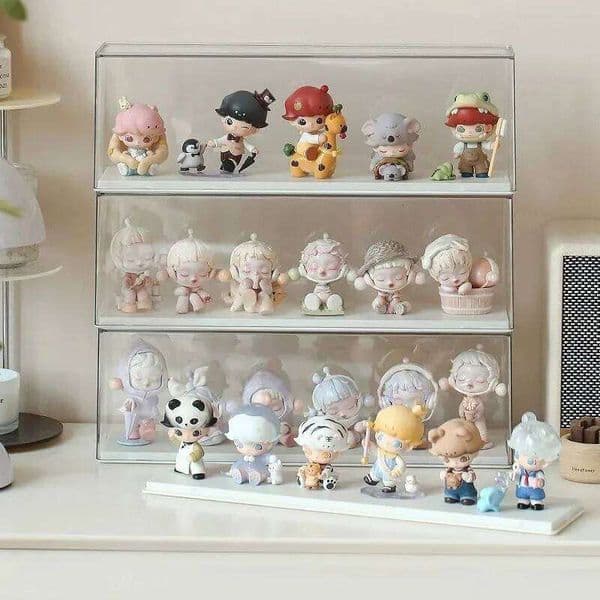 Acrylic Action Figure Display Case Transparent Doll Storage Box Toy Organizer Rack for Collectible Showcase Cabinet 26Y0211