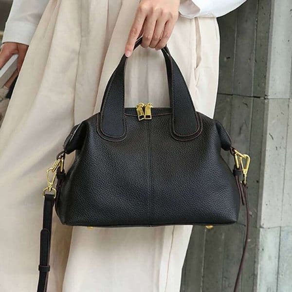 OLOEY Women's Natural Cow Leather Female Retro Cowhide Crossbody Bags Ladies Large Capacity Shoulder Bag For Middle Aged Women