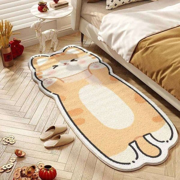 Cute Cat Carpet Bedroom Bedside Floor Mat Runner Rug Soft Fluffy Long Carpets Cartoon Animal Sweet Girl Home Decoration Rugs 26Y0211