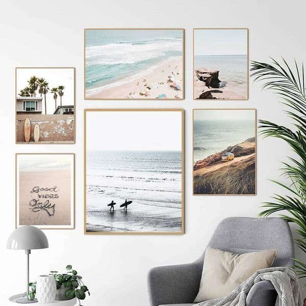 Swing Black White Photography Poster Coastal Beach Sea Side Landscape Painting Wall Art Canvas Print Bedroom Decor 26Y0210