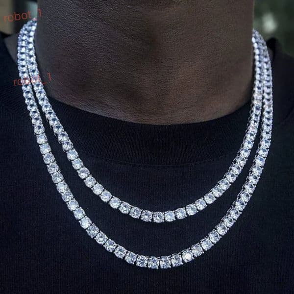 Hip Hop Pass Tester Vvs Brilliant Fire 5mm Moissanite Tennis Necklace 925 Sterling Silver Sparkling Moissanite Tennis Chain