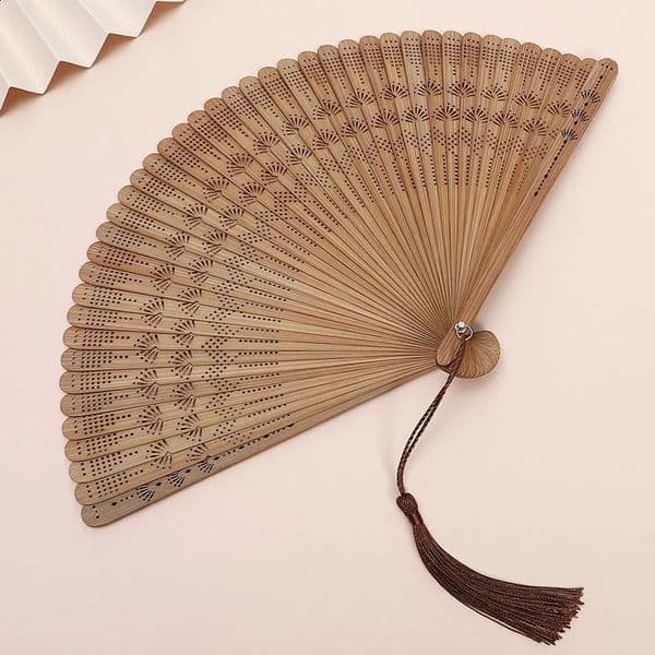 1pc Bamboo Folding Fan Chinese Style Fan Retro Style Handheld Fan Party Dancing Performance Decoration Tassel Vintage Fan 260208