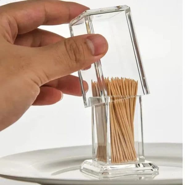 Thickened Acrylic Material Transparent Square Toothpick Box Portable Creative Home Living Room Storage 260204