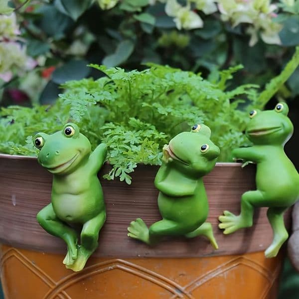 3pc garden art bonsai ornaments decorative creative cartoon animal frog hanging pot climbing tank rabbit resin 260205