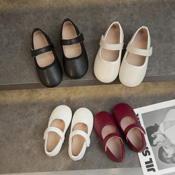 Little Girls Mary Janes Soft Leather Plain n Autumn Children Princess Shoes Light Round Toe Daily 21-30 Toddler Kids Flats 260126BJ