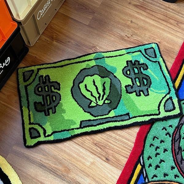 Rug Cartoon Money Shaped Bath Mat Faux Cashmere Soft Floor Pad for Bedroom Living Room Entrance