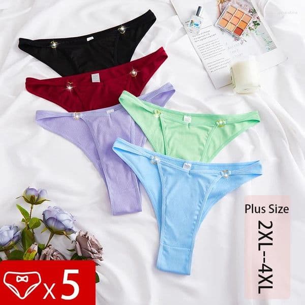 Women's Panties 5pcs/pack Plus Size Seamless Ribbed Sexy Women Underwear Low Waist Breathable Lingerie Elegant Female Underpants