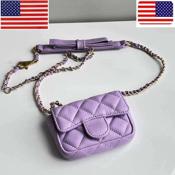 Designer Bag Womens Designer Classic Mini Flap Vanity Waist Bags with Bowknot Waistpack Chest Purse Gold Metal Hardware Matelasse Chain 6ff4