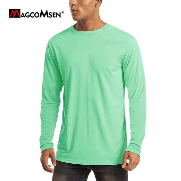MAGCOMSEN Mens UPF 50 Long Sleeve UVProof Tshirt Summer Quick Dry Fishing Sun Protection Shirt Sports Running Pullover Tops 260130BJ