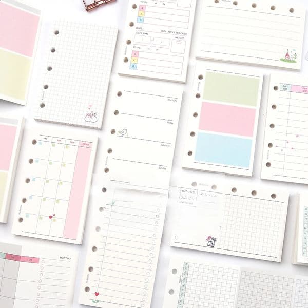 M5 50Sheets Colorful Loose Leaf Notebook Refill Spiral Binder Inner Page Weekly Monthly To Do Line Grid Inside Paper Stationery 260208