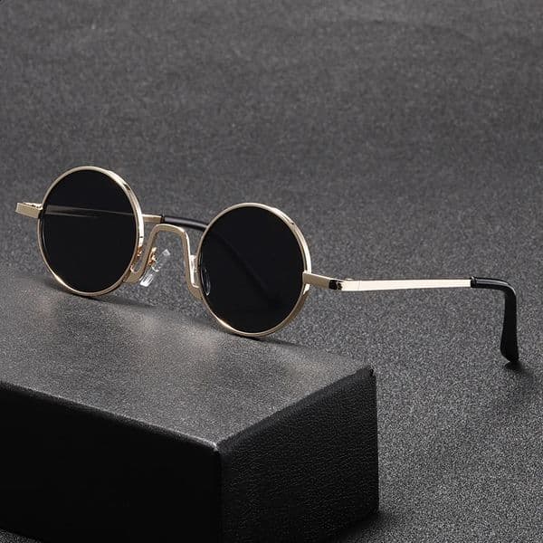 Fashion Retro Round Hippie Sunglasses for Women Men Trendy Punk Glasses Circle Metal UV Protection 260206