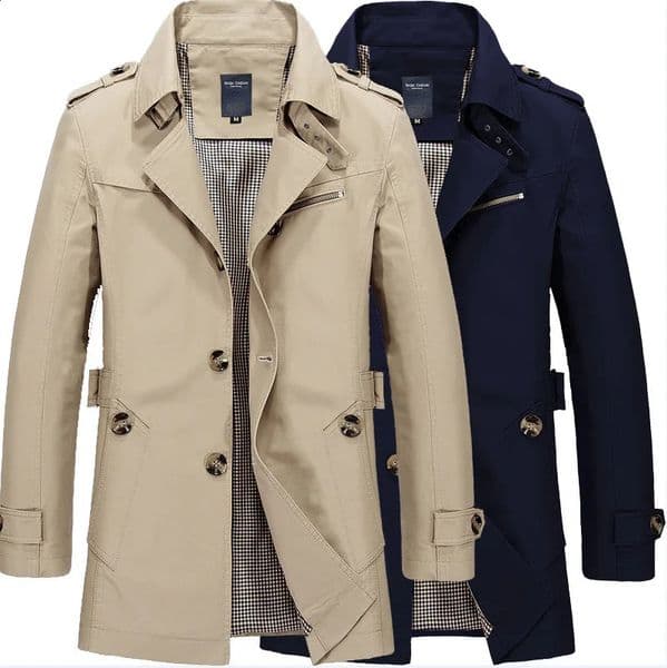 Mens Business Windbreaker Long Jackets Men Cotton Trench Coats Casual 2024 Spring Autumn Fashion Male Suit Streetwear Blazers 260209