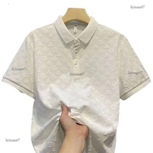 lvs Men's luxury Summer Ice Silk Short-Sleeve Polo Shirt - Lightweight louis vouiton & Breathable Fabric for Casual Wear louise 3c6