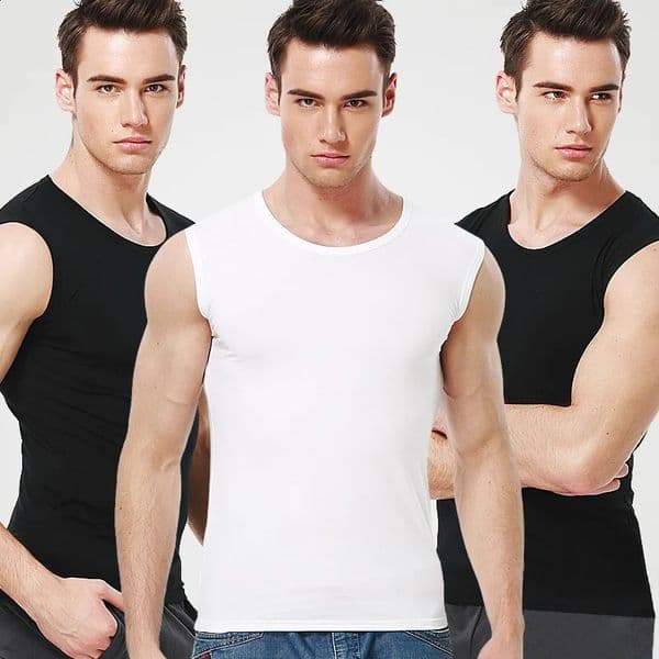 Mens four seasons tight cotton vest leisure sports fitness running teenagers round neck sleeveless T-shirt can be built inside 260206BJ