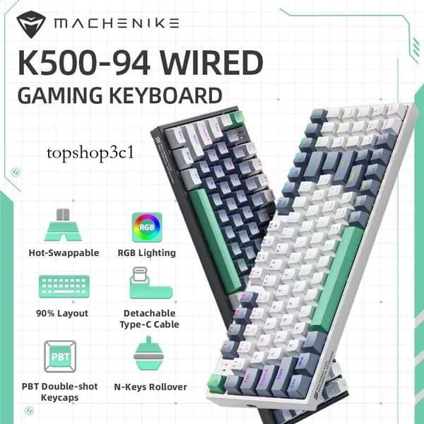 MACHENIKE K500 Mechanical Wired Gaming Keyboard K500-B94 Hot Swappable 94 Keys 90% Layout RGB BackLight for PC Laptop