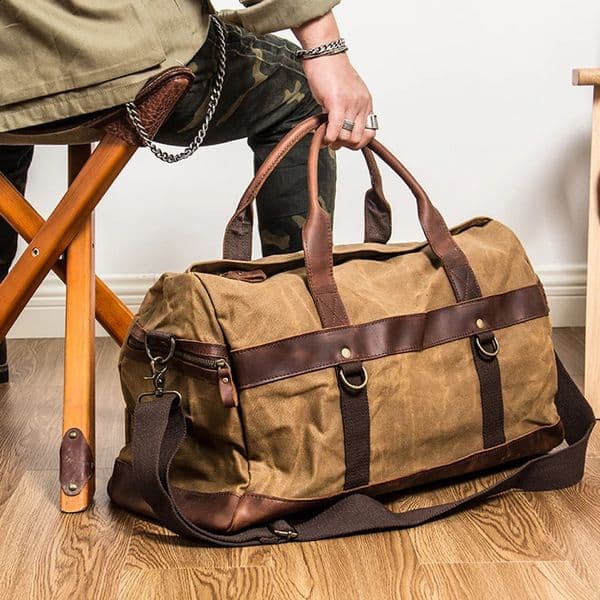 WaterProof Waxed Canvas Leather Men Travel Bag Hand Luggage Carry On Large tote Vintage Duffle Weekend big Overnight 260209