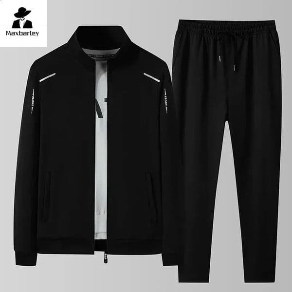 Spring Autumn Sweatshirt SweatPants Trousers For Men Set Two Piece Black Tracksuit Hip Hop Streetwear Running Sport Clothes 260208