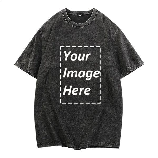 230g Heavy Men Women Washed Vintage Customized Print Oversized TShirts Street Hip Hop Punk Harajuku Casual Cotton Short EU Size 260130
