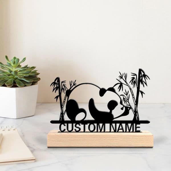 1pc Fashion Personalized Custom Panda Metal Statues Metal Art With Wooden Base Suitable For Animal Enthusiast Commemorative Gift 260130BJ