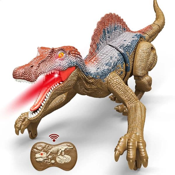 Remote Control Dinosaur Toys Walking Dino with Light and Sound Velociraptor Tyrannosaurus Rex Spinosaurus Toy Electronic Gifts 260203