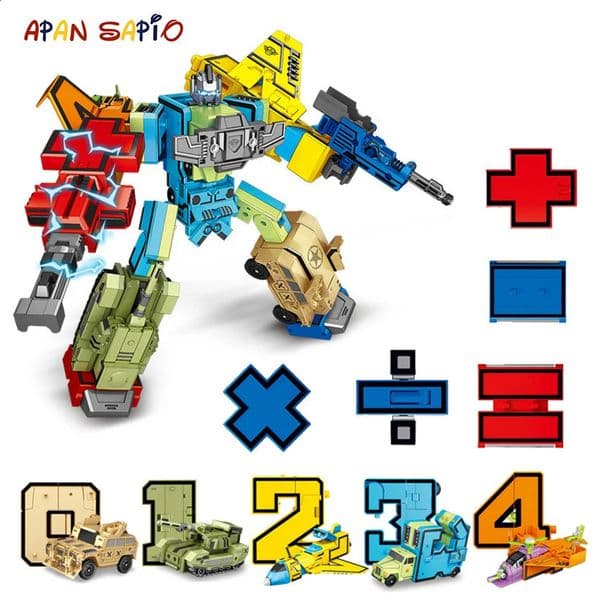 10PCS Transformation Number Robot Toy Building Blocks Deformation Pocket Morphers Educational Action Figure Toy for Children 260208