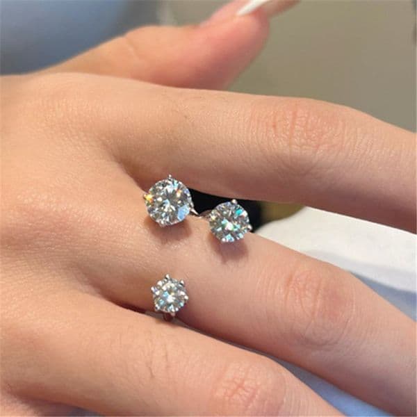 1.5ct moissanite ring desinger for woman D color s925 sterling silver round diamond engagement wedding rings GRA Certificate womens jewelry gift box size adjustable