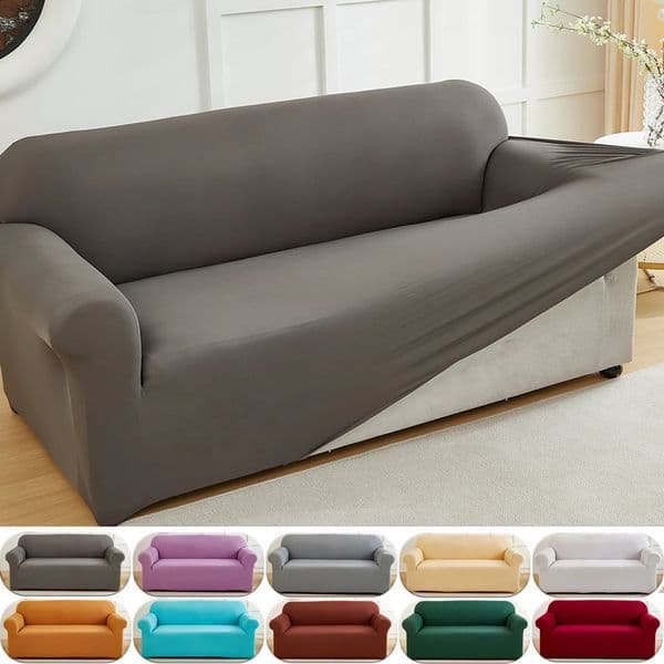 1pc Stretch Sofa Slipcover Solid Color Couch Cover Soft Nonslip Dustproof Furniture Protector for Living Room Home Decor 260209