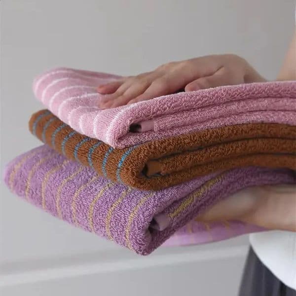 Retro Striped Cotton Towel Skin-Friendly Face Towel 70140cm Bath Towels Soft Absorbent Face Towel Kitchen Towel 260208