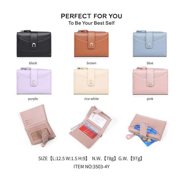 New Ultra Fiber Material Women S Wallet Lightweight Multi Card Slot Large Capacity Buckle Zipper Double Closure Card Holder