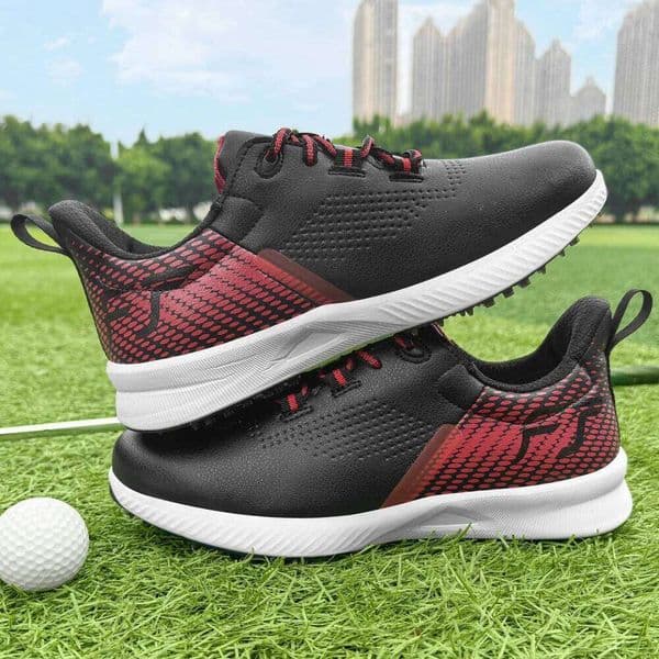 Waterproof Shoes Red Black Outdoor Light Weight Quality Golf Men Comfortable Walking Gym Sneakers 26Y0203