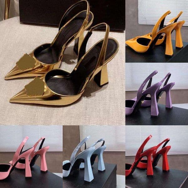 Dress Shoes latest fashion Pink Patent Leather high heels shoes pointed decorative pump Dress dinner shoes Luxury Designer Sandals 35-42 topss