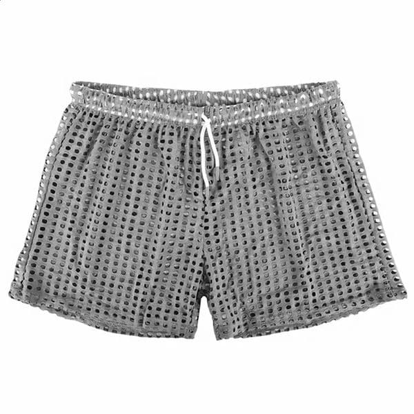 Fashion Sports Wear Mens Swimming Trunks Causal Shorts Mesh Breathable Fishnet Swimwear 260207