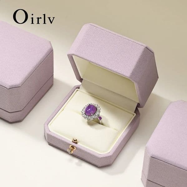 Oirlv Fashion Jewelry Box Ring Box Double Purple Wedding Ring Box Gift Packaging Box Organizer Ring Box Girlfriend Ladies Gift 260128