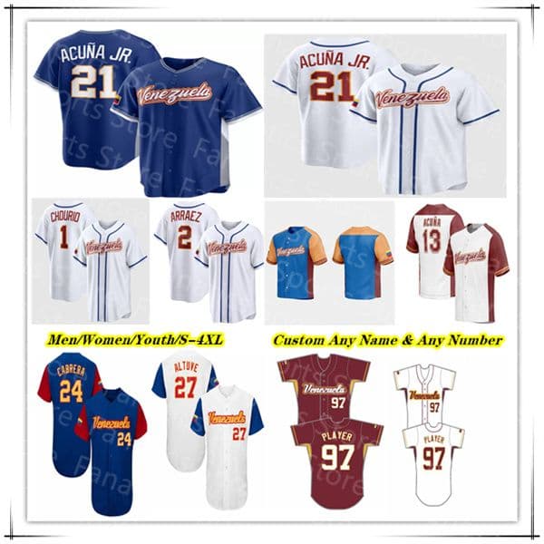Venezuela 2026 World Baseball Classic WBC Jersey Ronald Acuna Jr Salvador Perez Luis Arraez Wilyer Abreu Eugenio Suarez Jackson Chourio Jose Alvarado Carlos Guzman