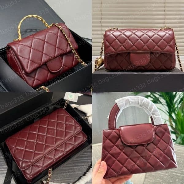 Designer crossbody bags handle tote chain strap ladies leather high quality casual refined diamond lattice small top mini burgundy chic caviar women phone purse